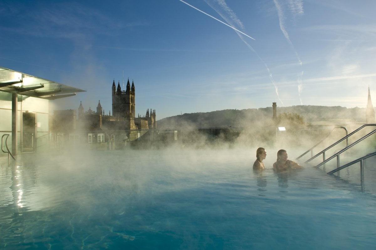 Relax in the roof top pool at the Thermae Spa after a hard day's sightseeing